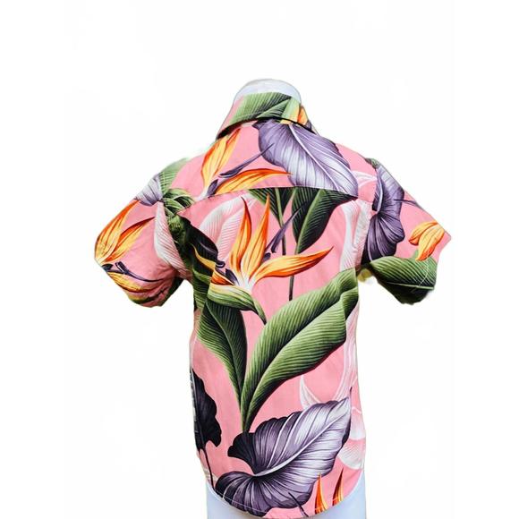 NEW CORADORABLES boys birds of paradise shortsleeve "kalani" aloha shirt in mauv - Picture 4 of 5